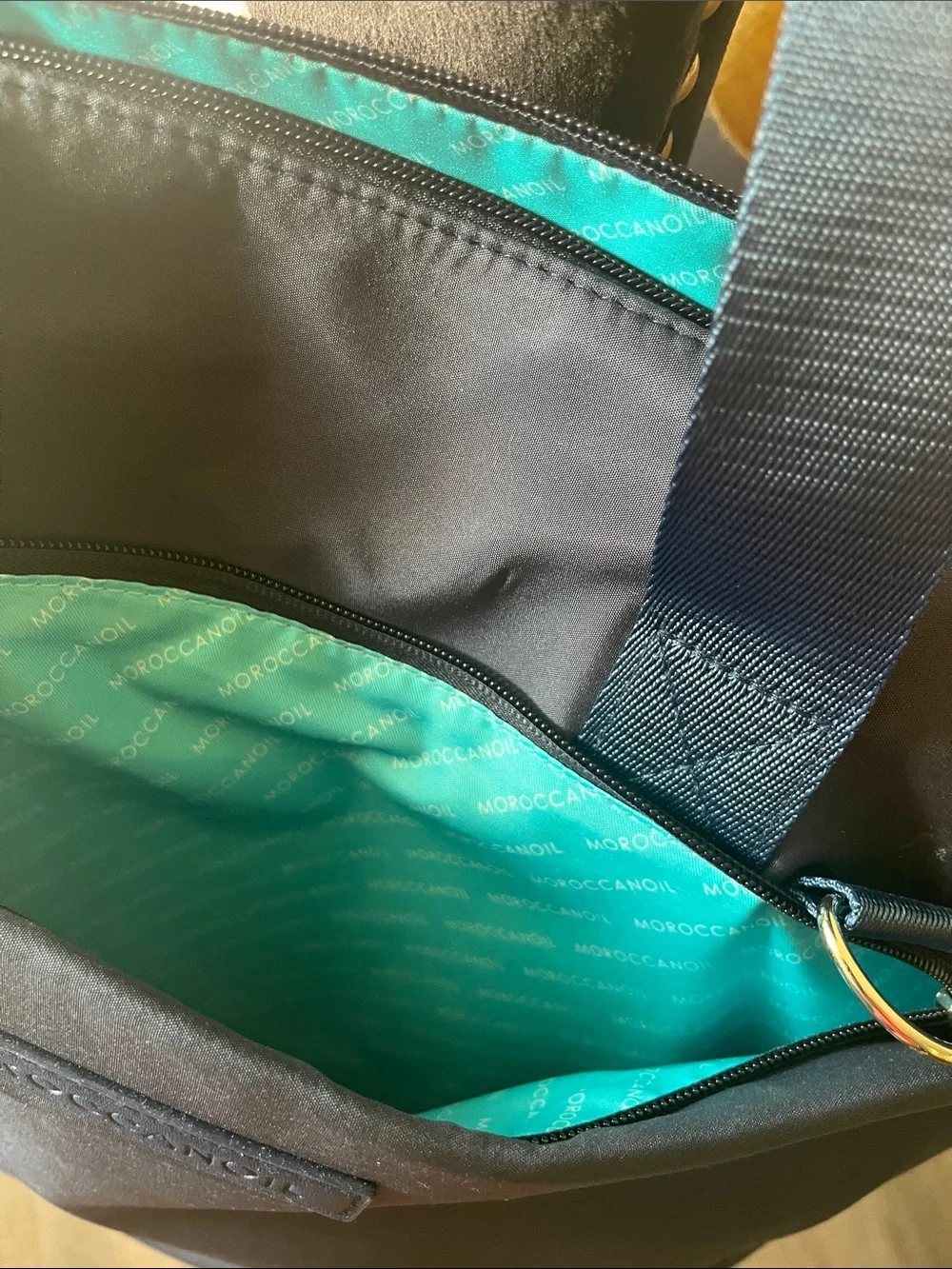 Moroccanoil Black Laptop Tote with Teal Accent